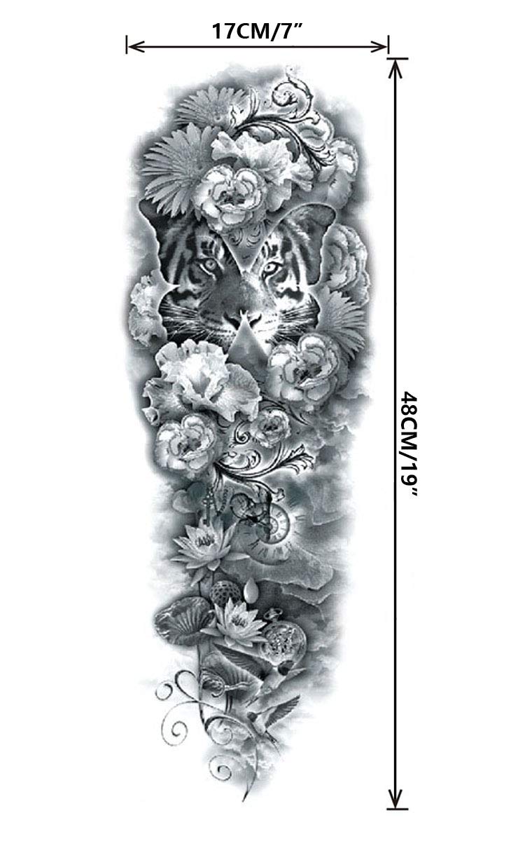 Pinone Full Arm Temporary Tattoo For Man Women L19â€œxW7â€(12 Sheets) - Image 4